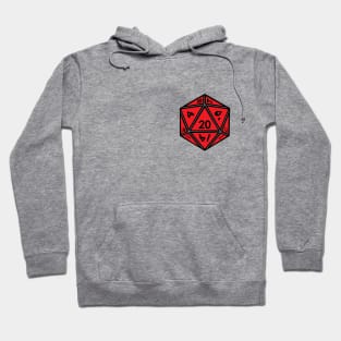 (Pocket) Red D20 Dice (Black Outline) Hoodie